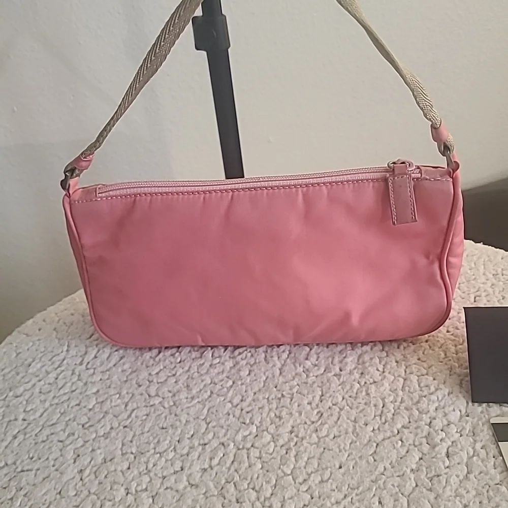 Prada Pink Tessuto Nylon Mini Shoulder Bag Y2K Vintage Authentic - Picture 4 of 12